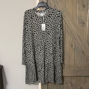 Mud Pie Gray and Black Leopard Print Dress
